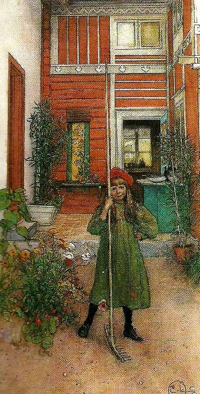 Carl Larsson brita med krattan- krattning china oil painting image